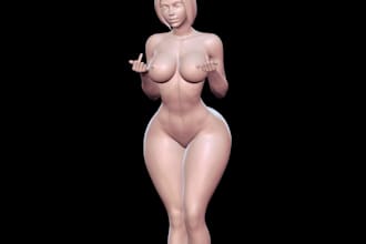 sculpt 3d stylized anime character,nsfw collectible, vr avatar,3d printed model
