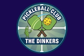 do mascot pickleball paddle and vintage style logo for you