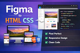 convert figma design to pixel perfect responsive HTML CSS website