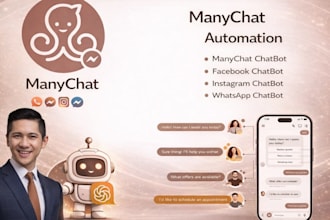 set up manychat automation chatbot for whatsapp, instagram, facebook telegram
