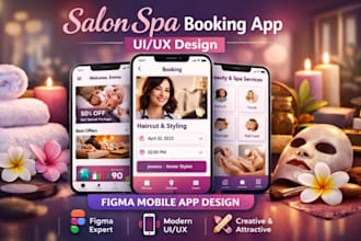 design salon spa booking app UI UX figma mobile app design