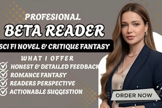 beta read sci fi novel, mystery, critique fantasy, and manual honest feedback