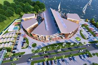 remodel waterfront property, beach hotel design, 3d master plan resort render