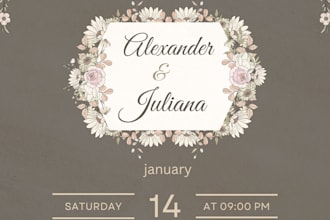 design an elegant digital wedding invitation card for you