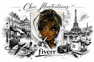 draw a chic minimalist face portrait in a fashion style