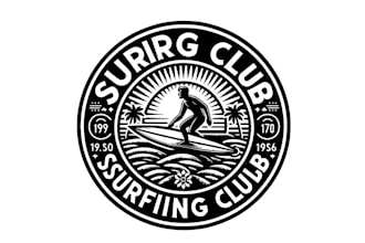 create vintage surf  logo design