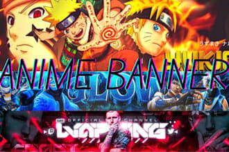 design attractive anime banner for youtube, twitch,  twitter, discord