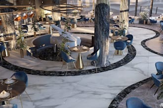 design 3d interior restaurant, bar and cafe with rendering