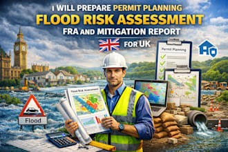 prepare permit planning flood risk assessment fra and mitigation report for UK