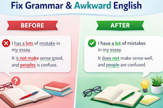 fix grammar and rewrite awkward english in your manuscript