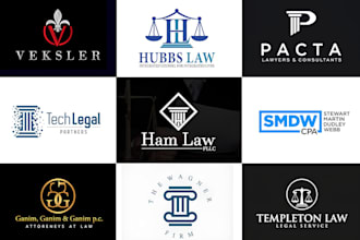 make law firm, attorney and legal logo design with brand identity