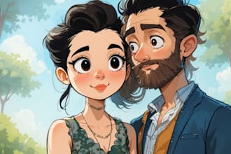 draw cartoon couple illustration from photo