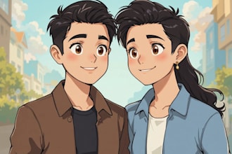 make a cute cartoon couple illustration art