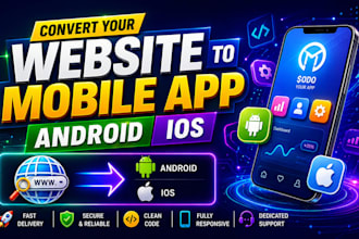 convert any website into android app and ios app