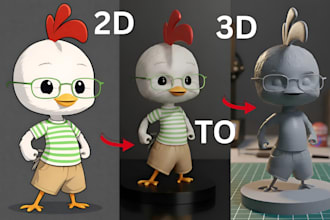 convert 2d concept image to 3d printable model for toy figurine, action figure