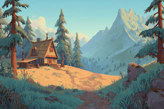 make a stylized environment illustration background art