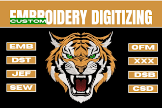 digitize logo, embroidery digitizing, convert image to dst, emb, sew, jef
