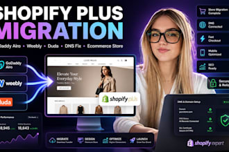 develop godaddy airo, weebly, duda to shopify plus dns fix and ecommerce store