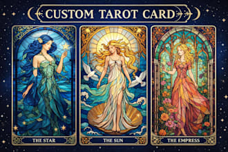 custom tarot card design oracle card in mystical vintage esoteric fantasy art