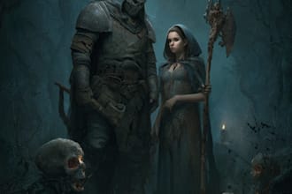draw realistic dark fantasy art and horror illustrations