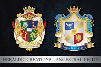 create a  coat of arms regal heraldic family crest logo