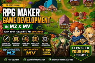 develop rpg maker games, custom systems, and javascript plugins for mv and mz