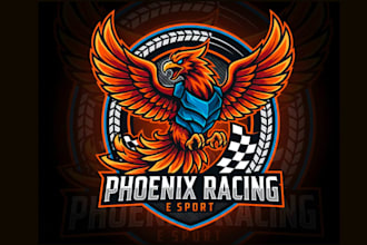 make awesome style phoenix racing e sport mascot logo design with 1 day delivery