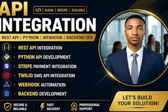fix api integration rest api, python api, stripe setup twilio webhook automation