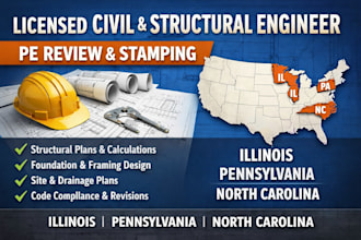 licensed review stamp of civil and structural for illinois pennsylvania nc