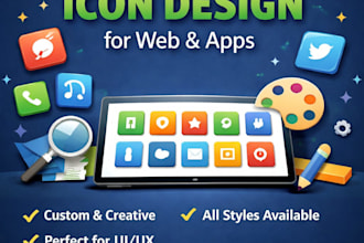 create modern icon design, custom icons and vector icons