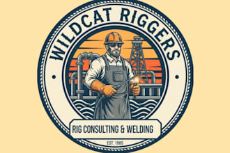 do traditional consulting rig welder logo for your business