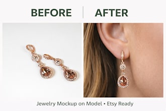 create realistic earring mockups on a natural ear for jewellery product photos