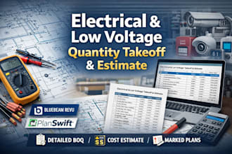prepare electrical, low voltage quantity takeoff and estimate