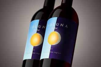 design an elegant minimalist wine label and luxury bottle packaging