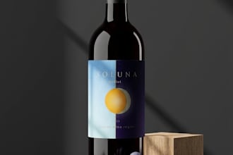 design an elegant minimalist wine label and luxury bottle packaging