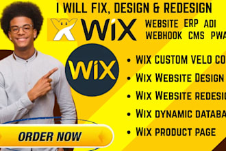 fix, design, redesign wix website, wix erp, wix cms, wix webhook, wix adi, pwa