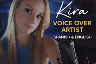 record a warm female voice over in spanish or english