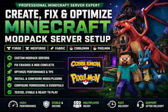 create or fix optimize modpack minecraft forge cobblemon pixelmon server setup