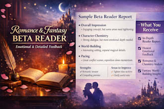 detailed beta reading for romance and fantasy books