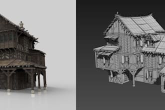 design custom dnd medieval buldings,trpg terrains,taverns,wooden house,cabin,stl