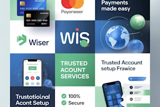 create a costume payoneer and wise account in your name and business