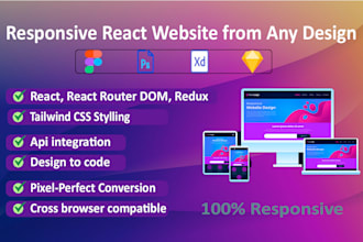convert any design to scalable react websites with tailwind CSS