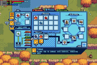 create 2d pixel art game UI, icons, props, gui elements