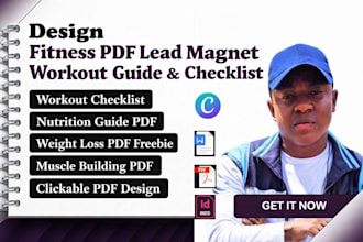 design fitness ebook, workout plan, gym guide, PDF lead magnet in canva