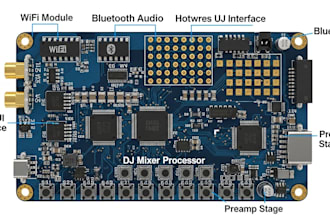 do pcb smart audio hardware for wifi, bluetooth, touch UI, dj mixer and preamps