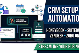 set up hubspot crm pipedrive lofty zoho crm suitedash and honeybook