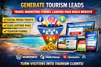 generate tourism leads travel marketing funnel landing page and tourism website