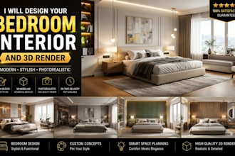 design your bedroom interior and 3d render