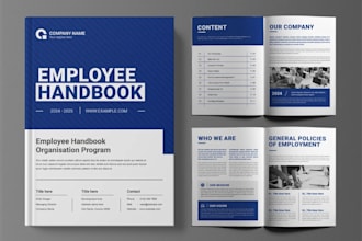 design business brochure, employee handbook, HR policy manual, company profile