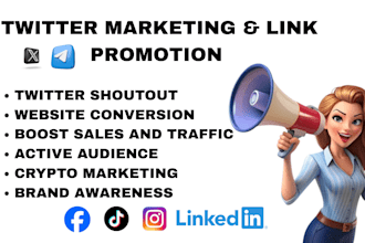 do twitter shoutout promotion to 150m audience, app, wix, sharelink and crypto